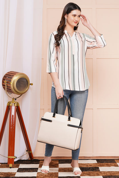 Pastel Pinstripe Print Top
