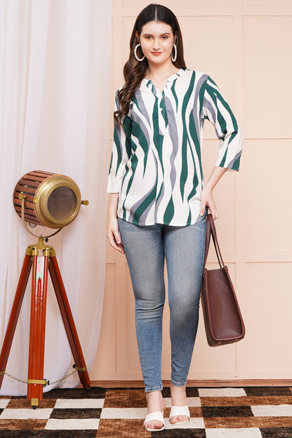 Wavy Wanderer Striped Print Top