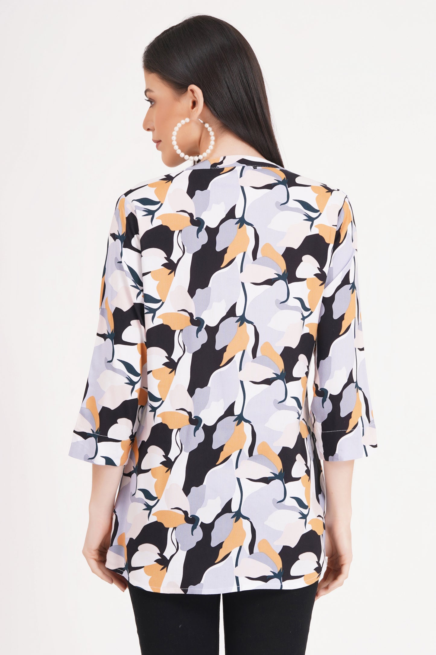 Abstract Floral Print Top