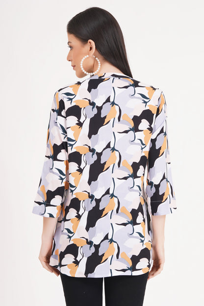 Abstract Floral Print Top