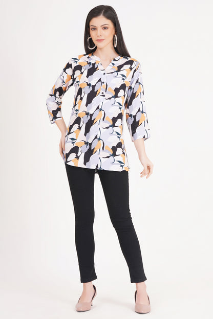 Abstract Floral Print Top