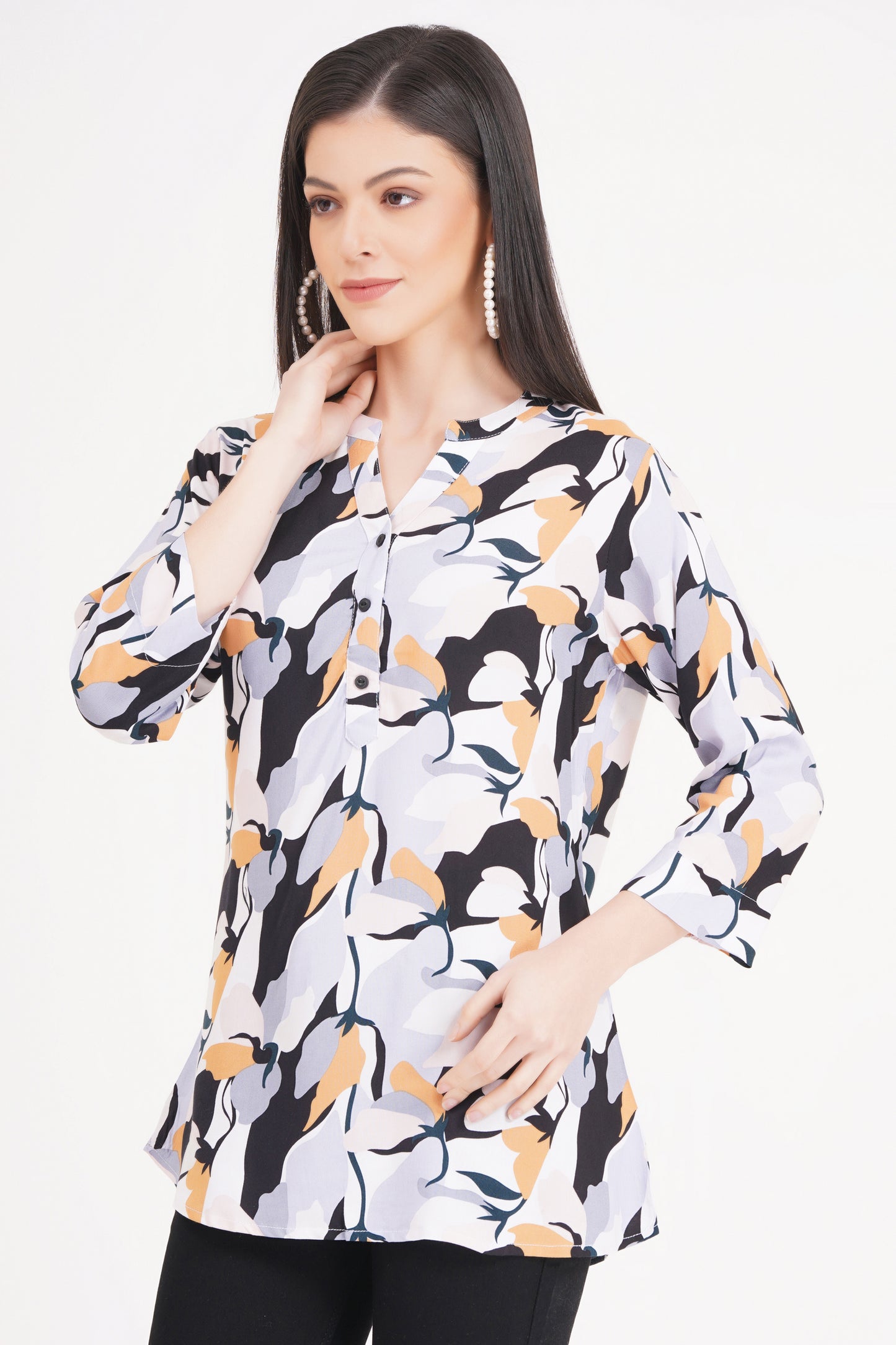Abstract Floral Print Top
