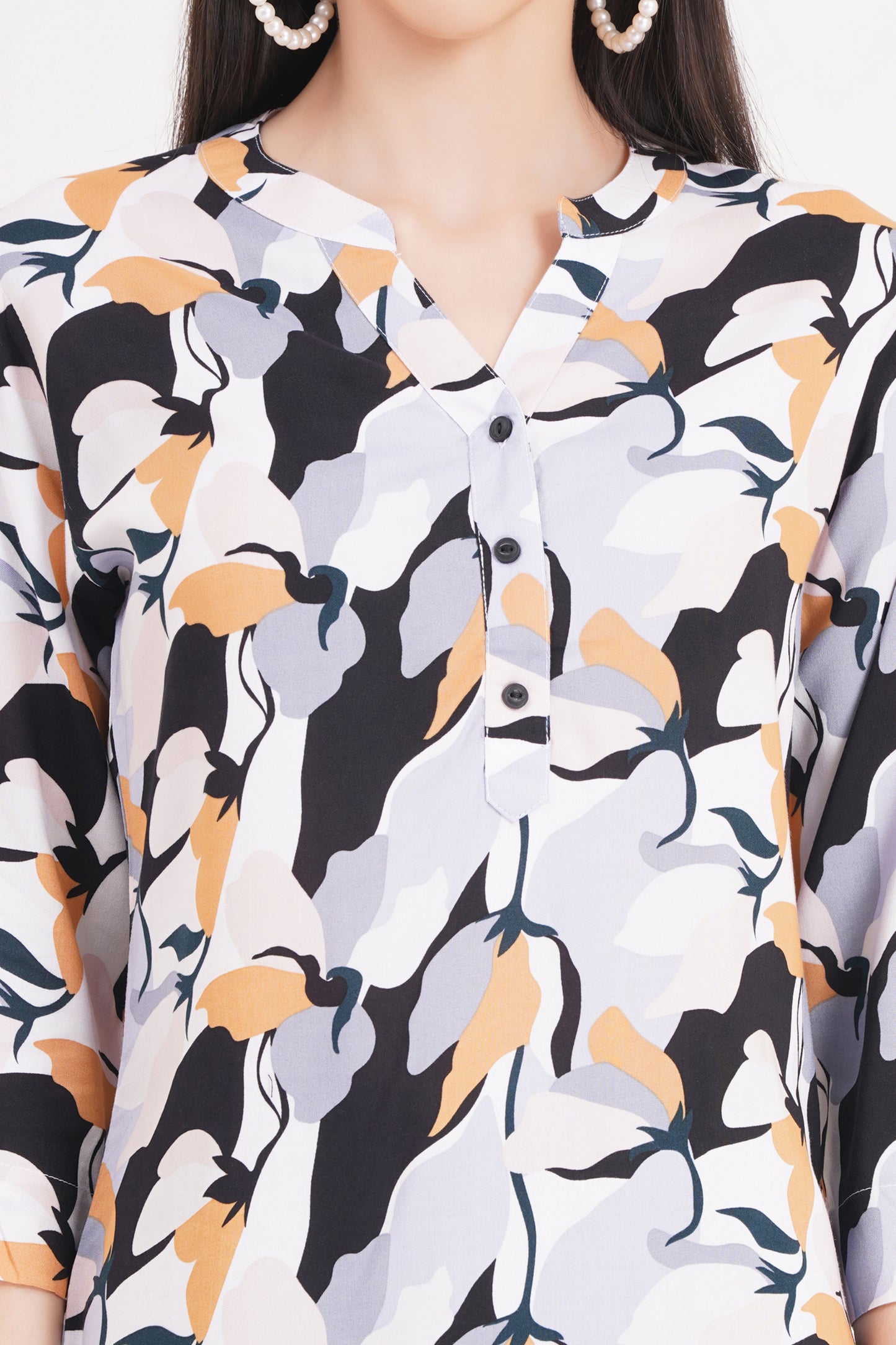 Abstract Floral Print Top
