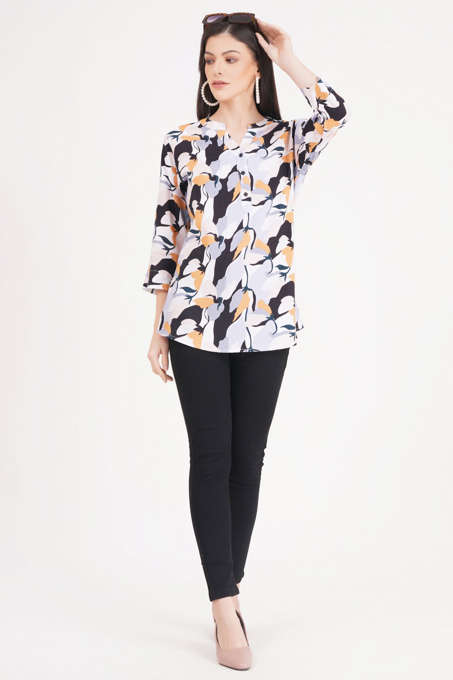 Abstract Floral Print Top