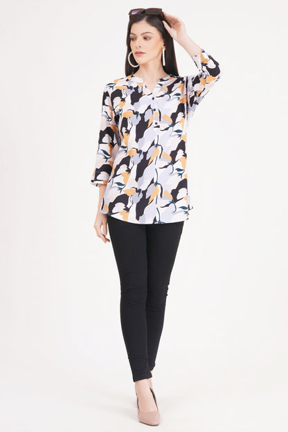Abstract Floral Print Top