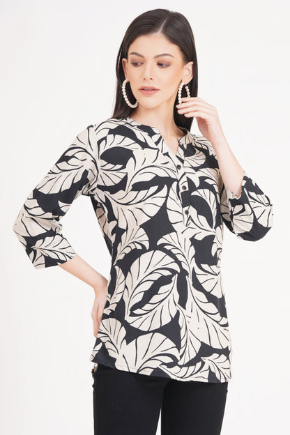 Women's Stylish Foliage Print Tunic