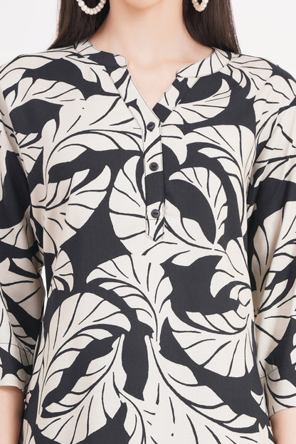 Women's Stylish Foliage Print Tunic