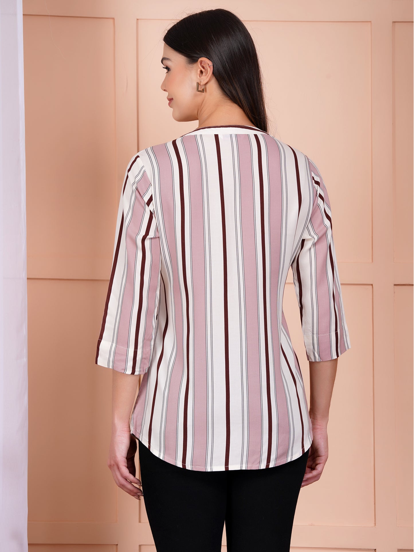 Rosé Stripe Print Top