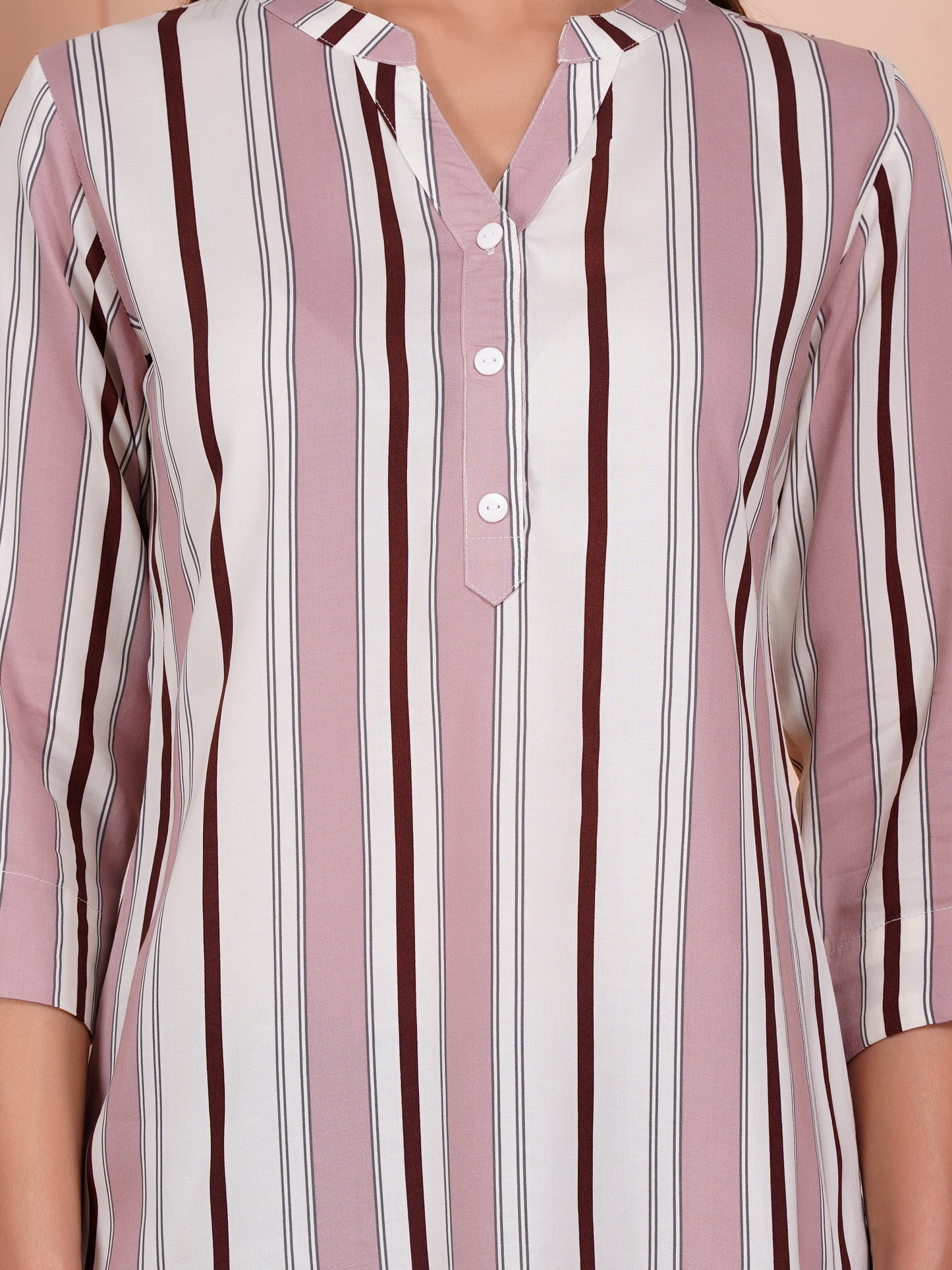 Rosé Stripe Print Top