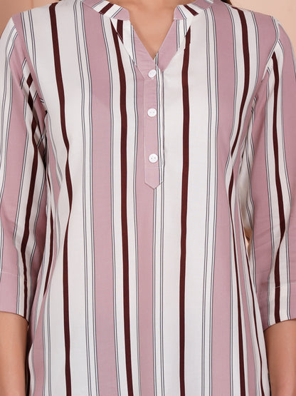 Rosé Stripe Print Top