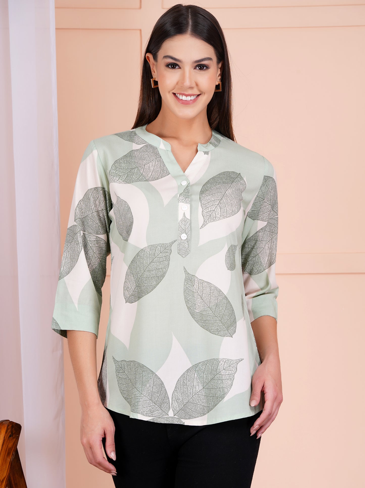 Garden Leaf Print Top