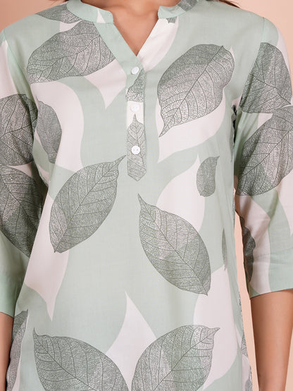 Garden Leaf Print Top