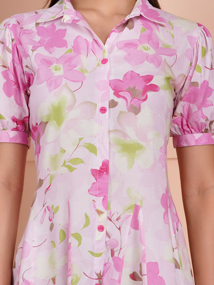 Petal Glow Short Midi Dress