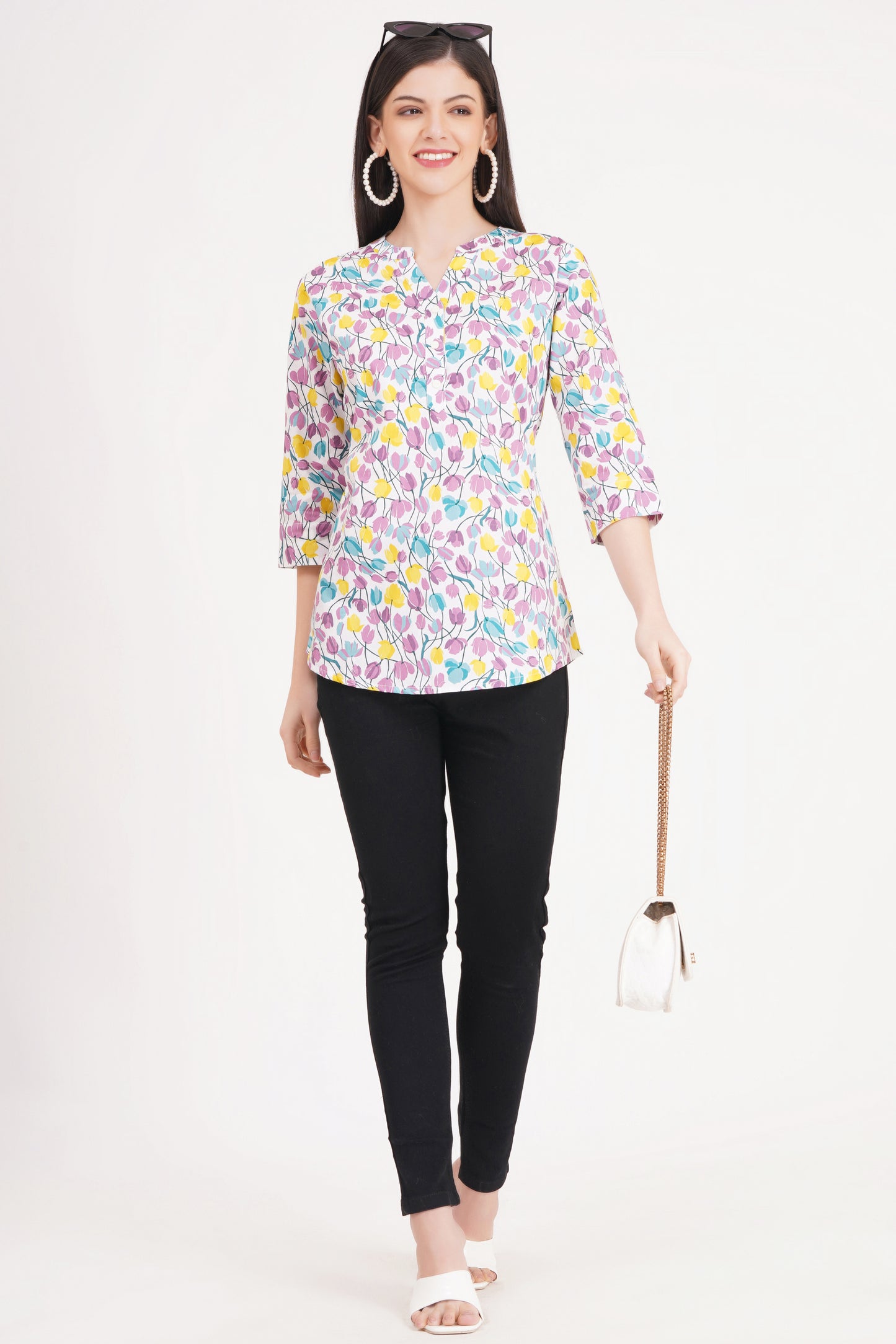 Pastel Floral Print Button-Up Shirt