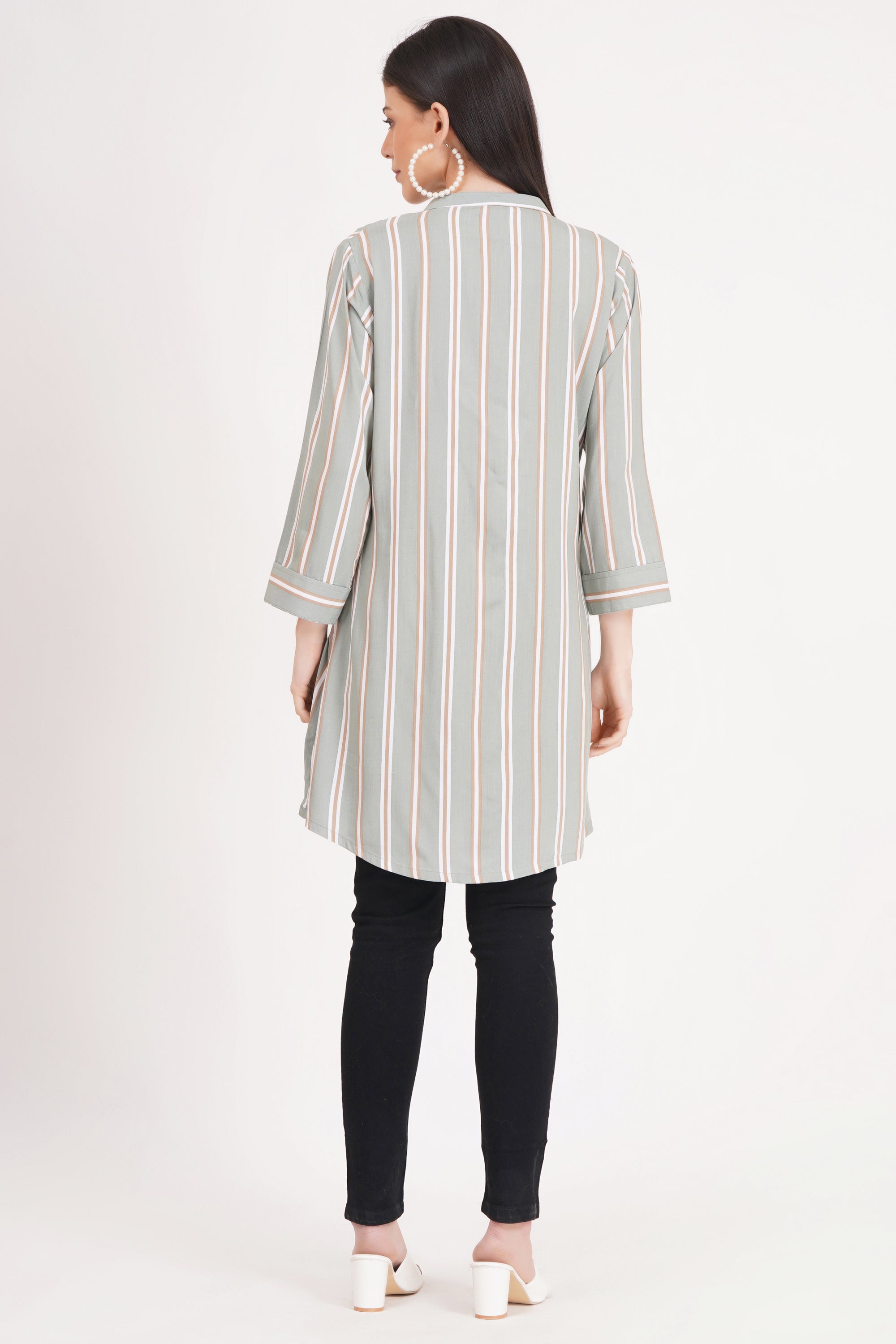 Elegant Striped Short Kurti