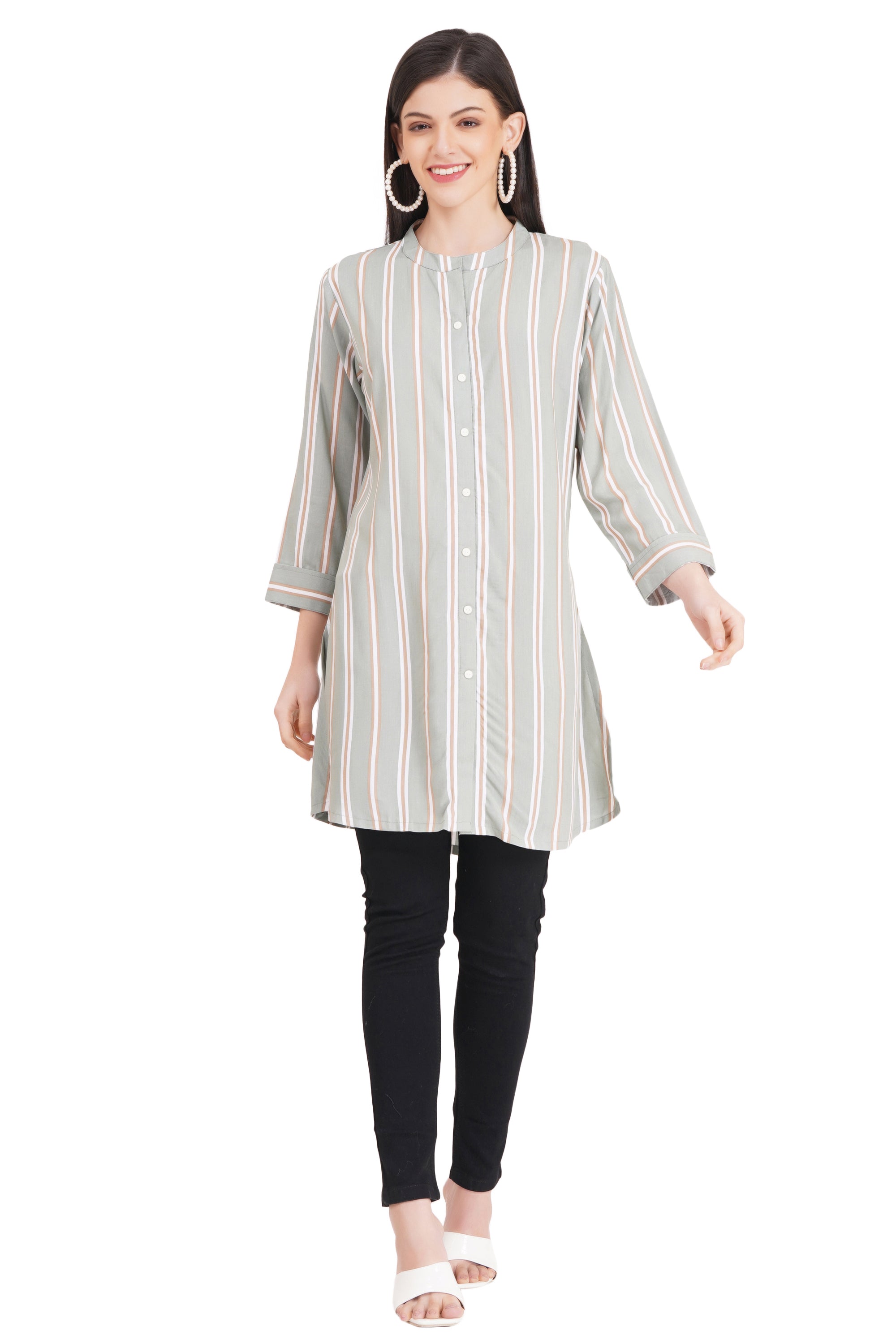 Elegant Striped Short Kurti