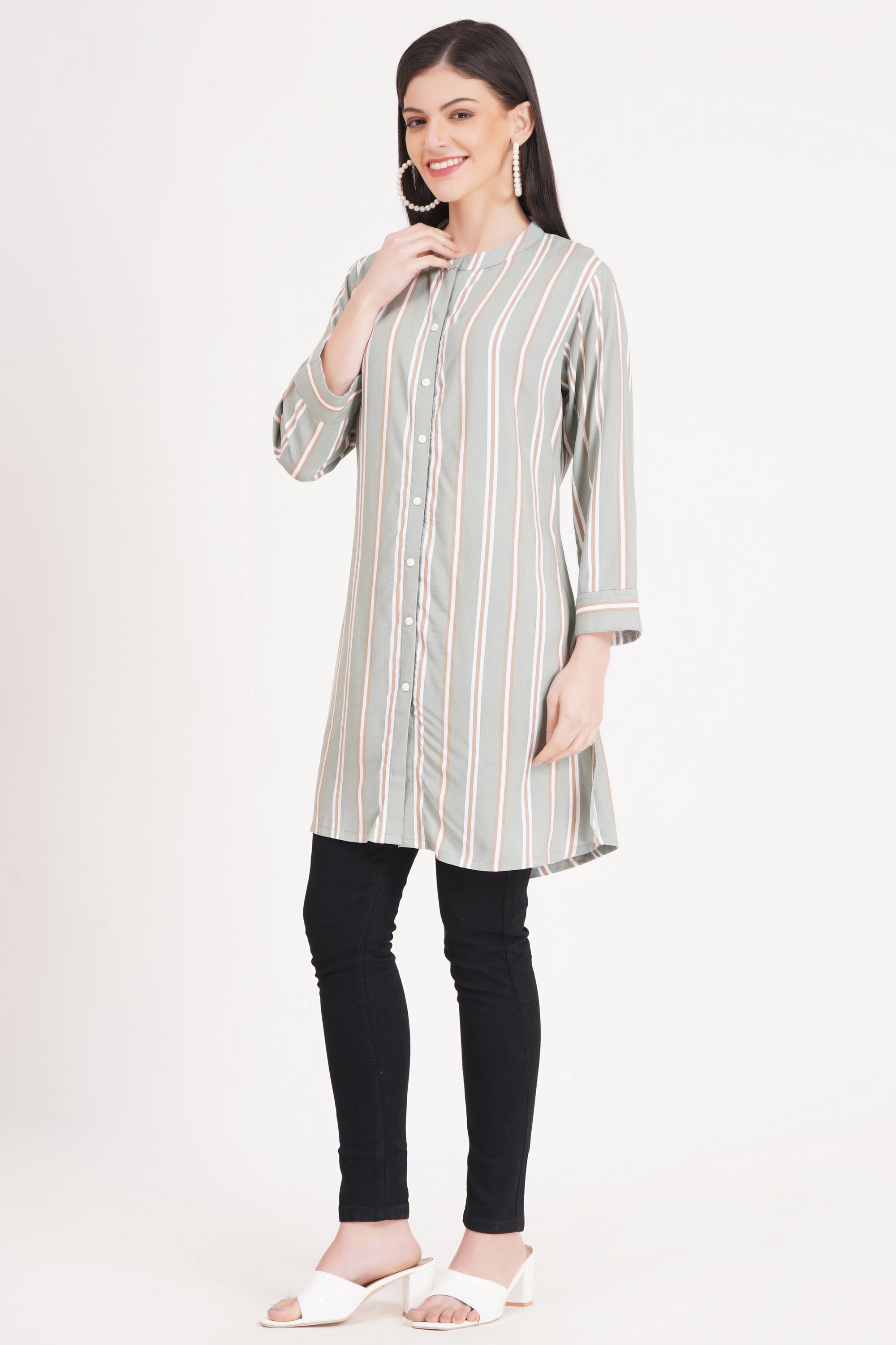 Elegant Striped Short Kurti
