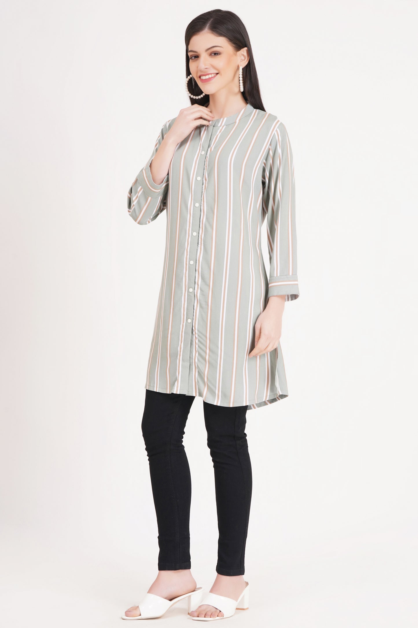 Elegant Striped Short Kurti