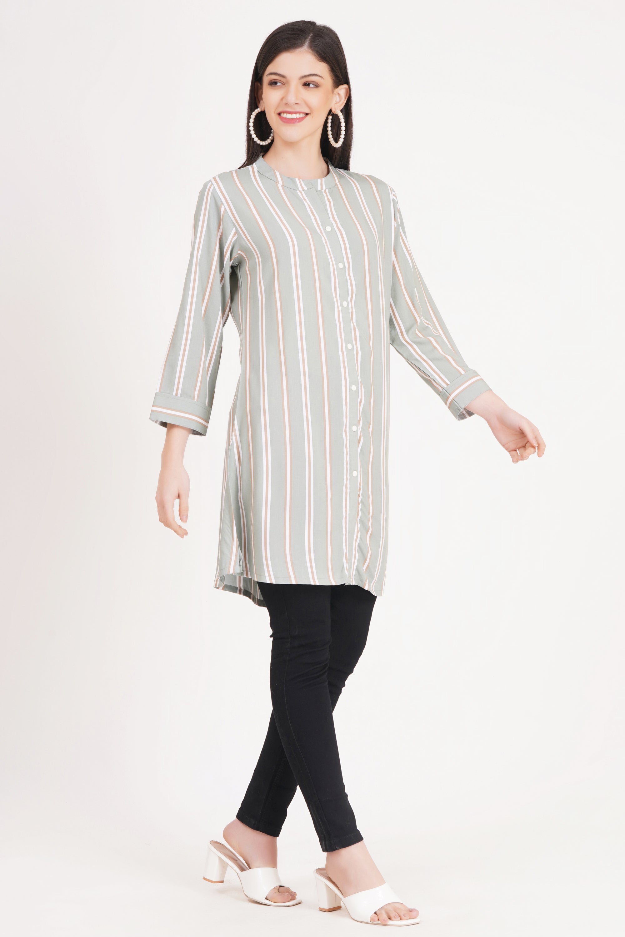 Elegant Striped Short Kurti