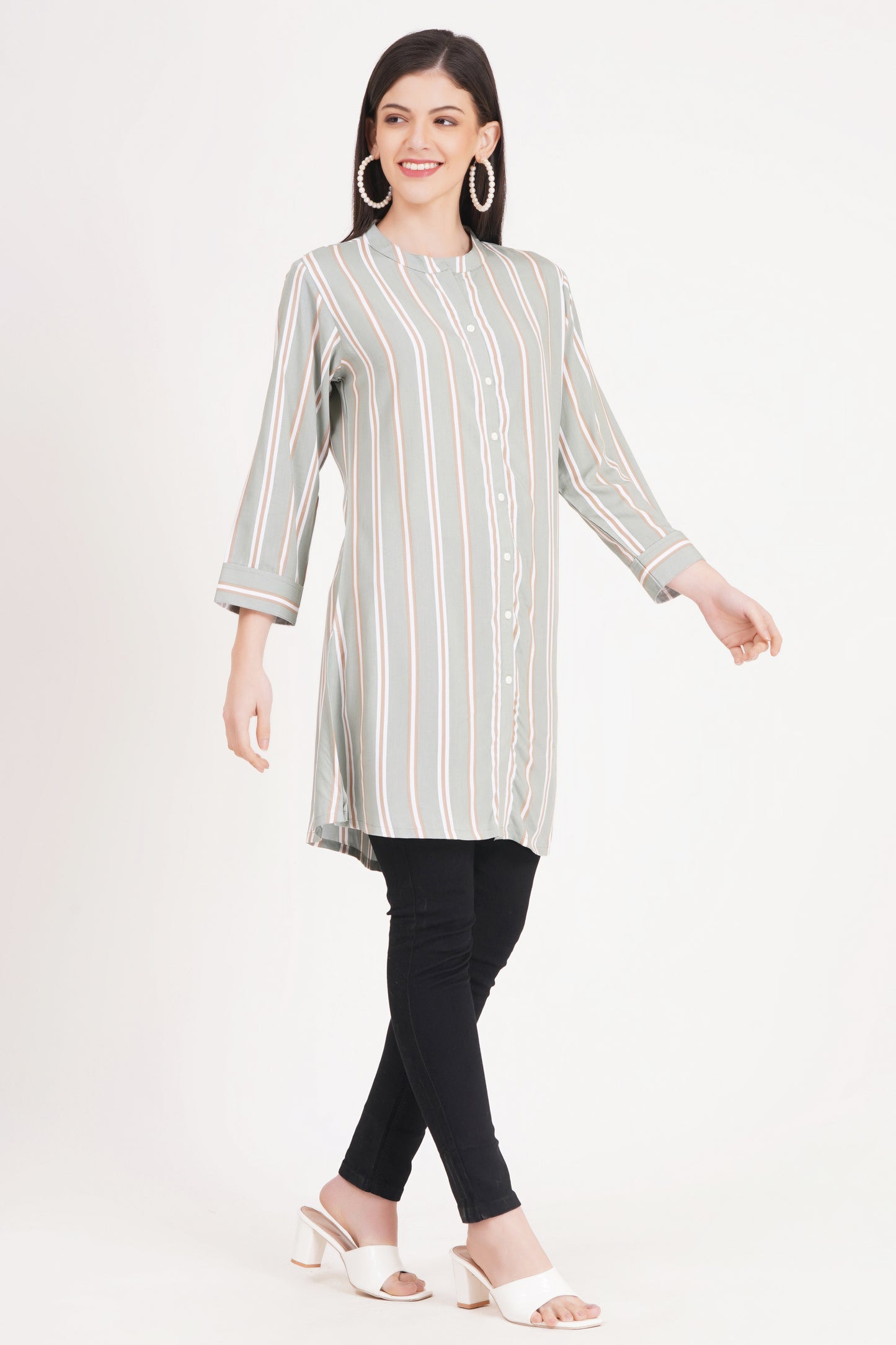 Elegant Striped Short Kurti