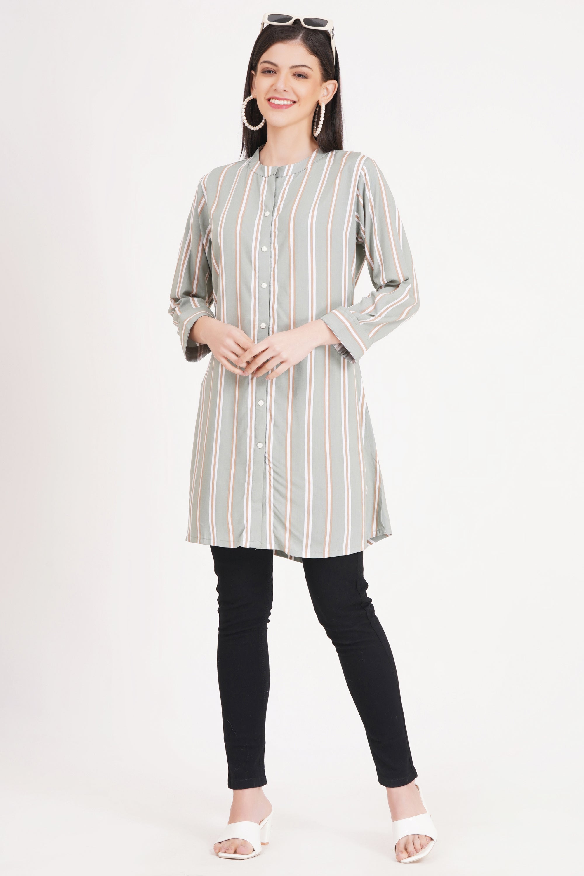 Elegant Striped Short Kurti