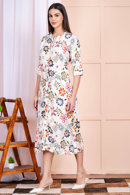 Autumn Bloom A-Line Dress