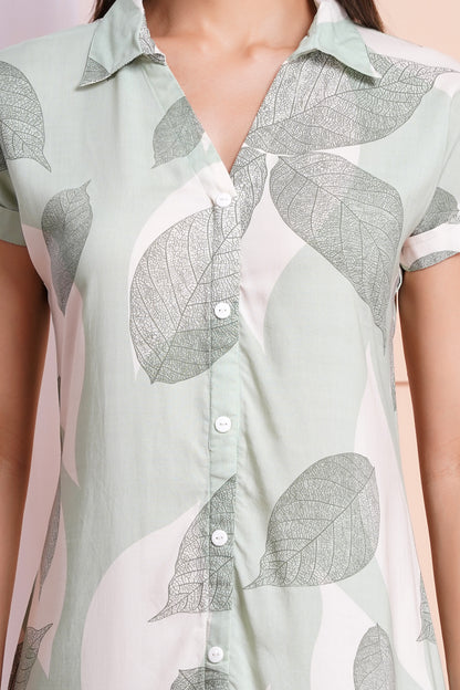 Garden Leaf Short Straight Dress
