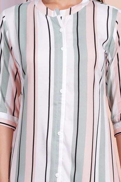 Pastel Pinstripe A-Line Dress