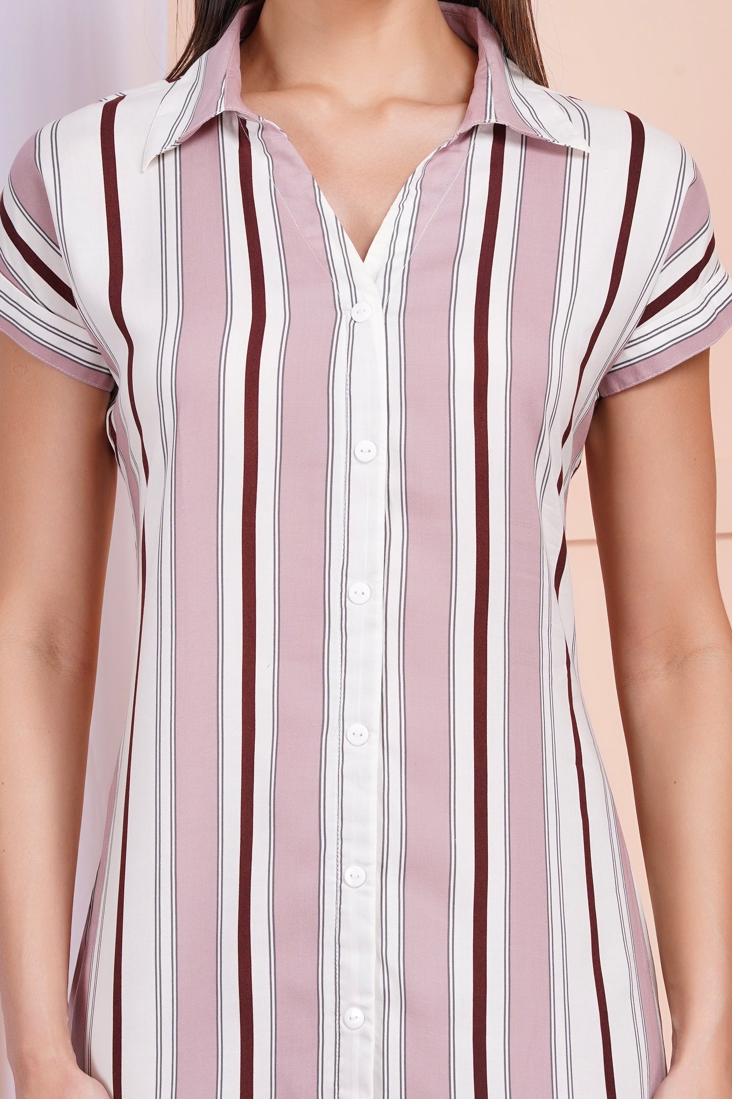 Rosé Stripe Short Straight Dress