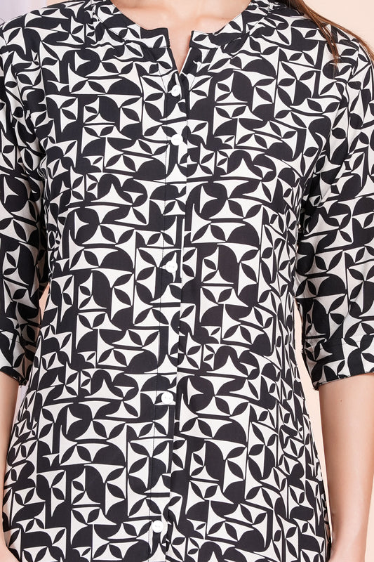 Monochrome Maze A-Line Dress
