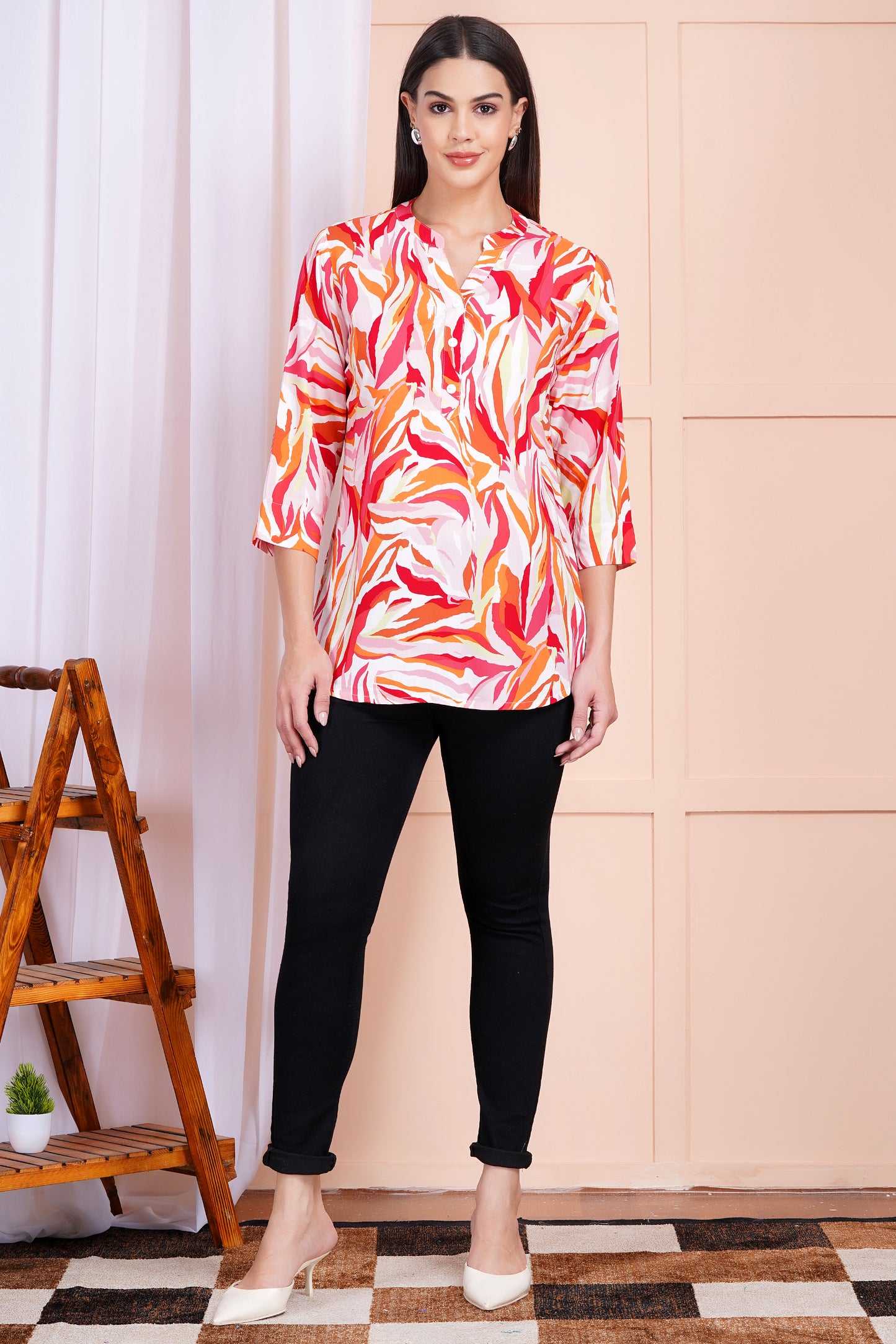 Tropical Blaze Print Top