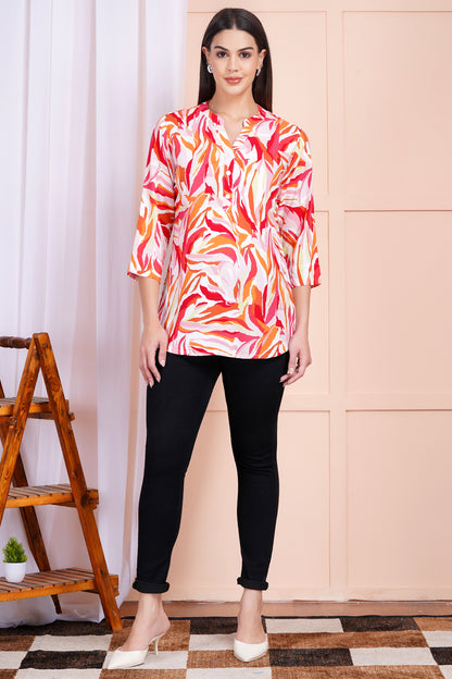 Tropical Blaze Print Top