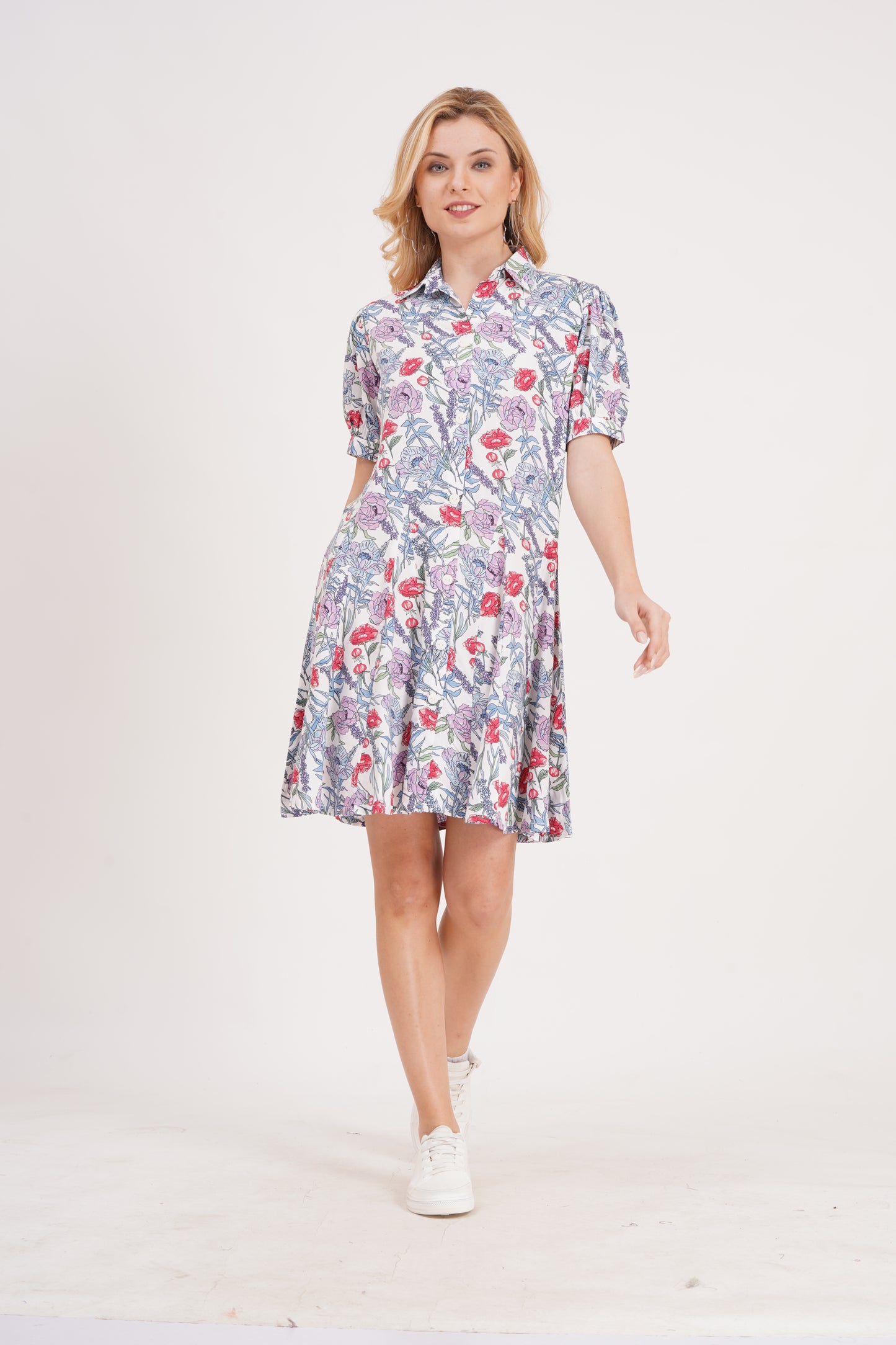 Bloom On Blue Short Dress