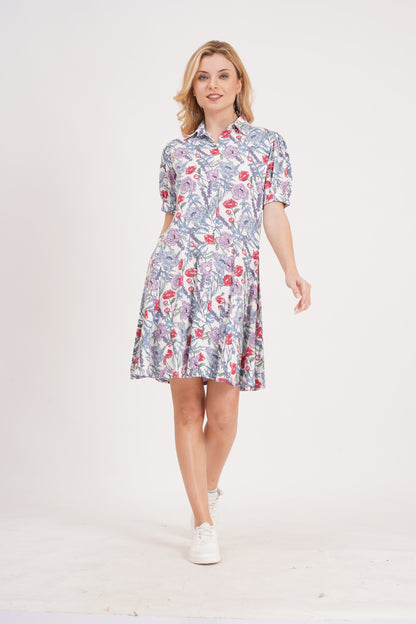 Bloom On Blue Short Dress