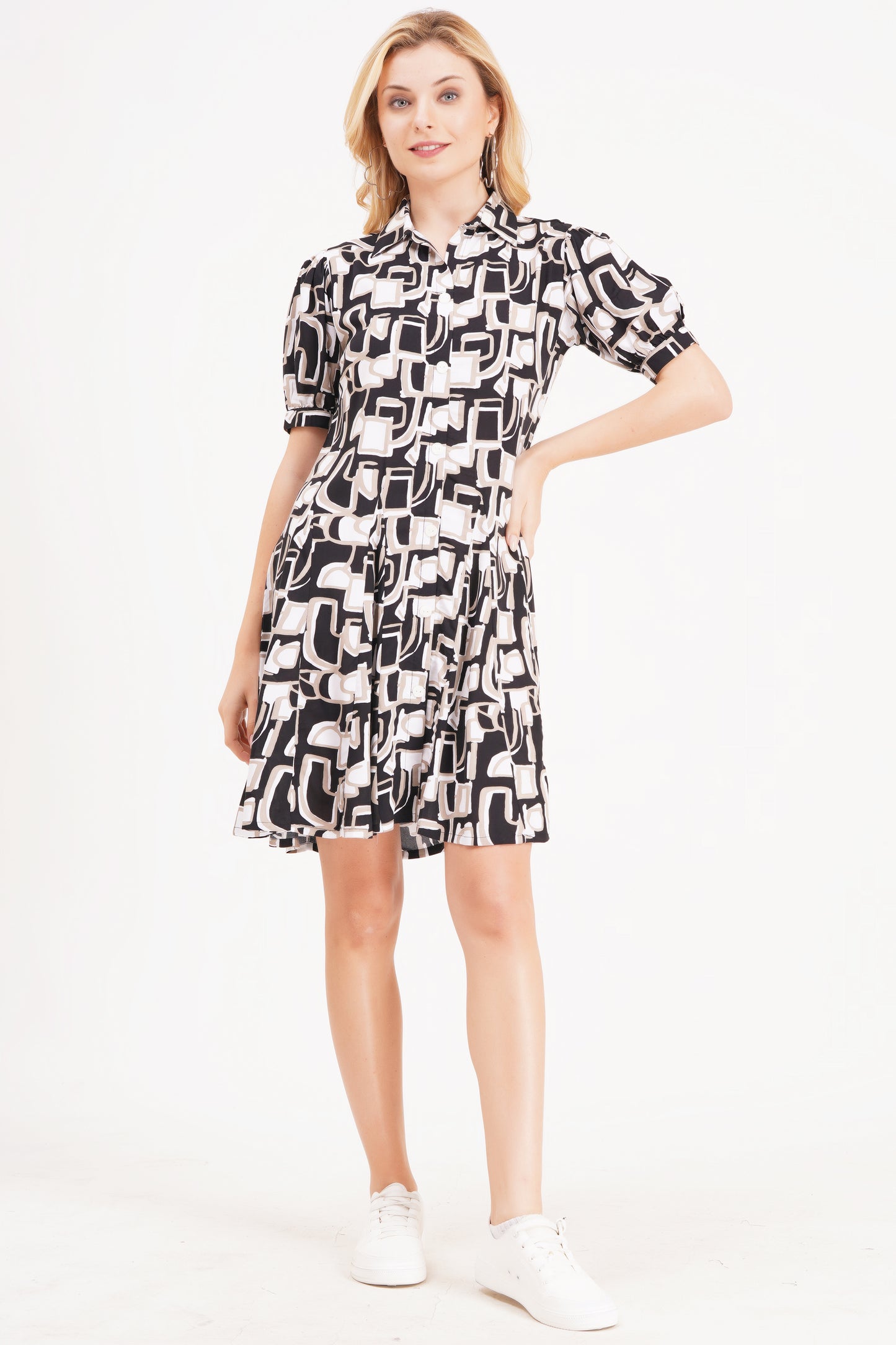 Abstract Printed Short Dress