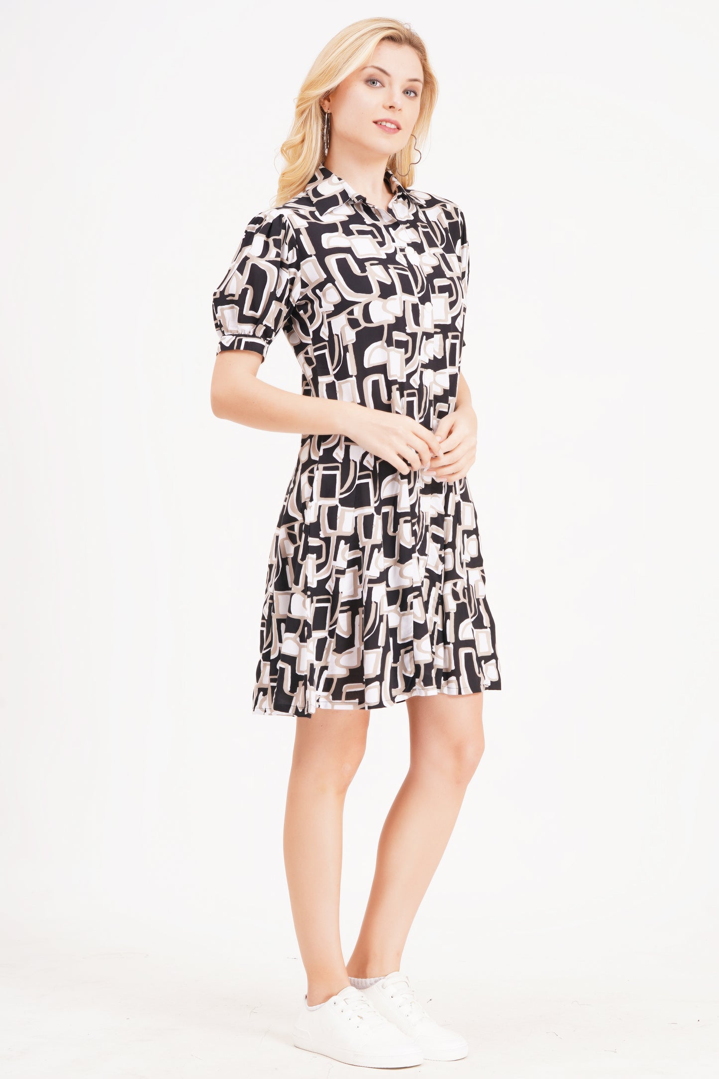 Abstract Printed Short Dress