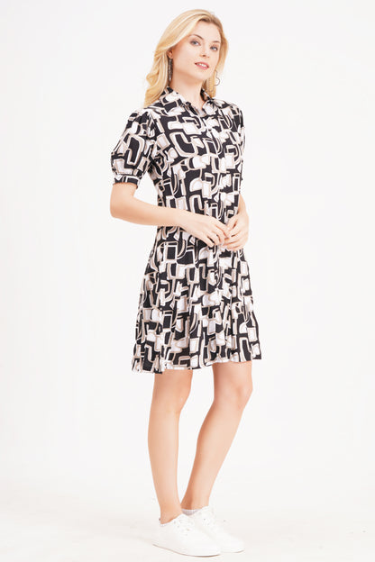 Abstract Printed Short Dress