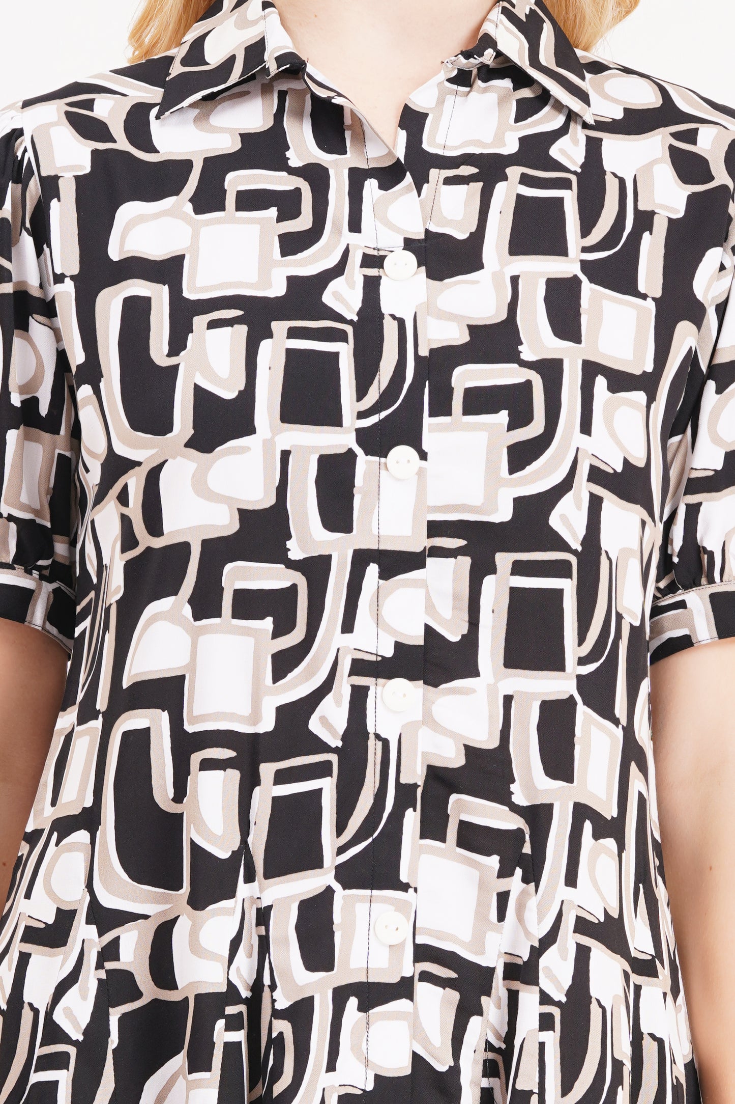 Abstract Printed Short Dress