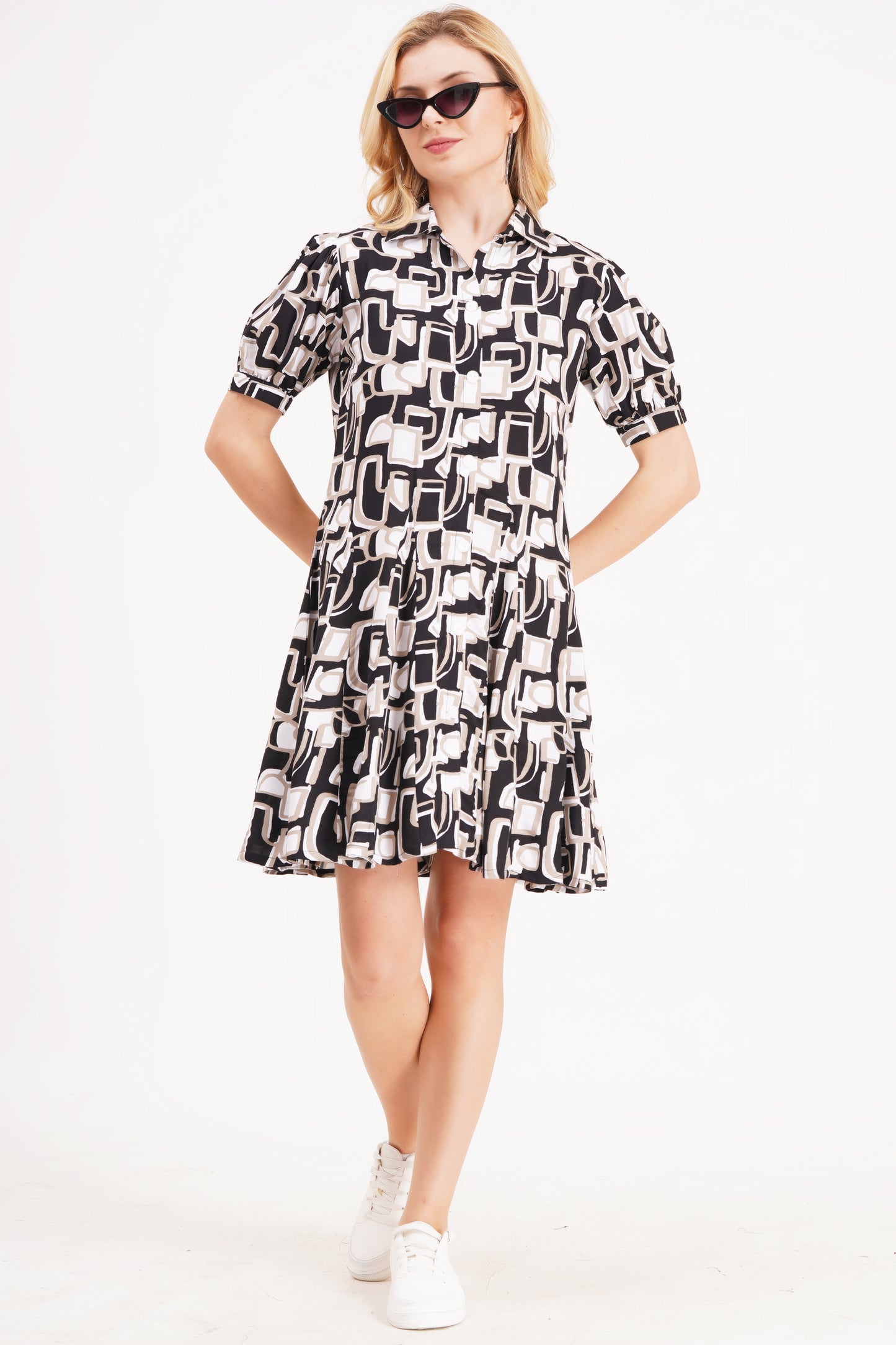 Abstract Printed Short Dress