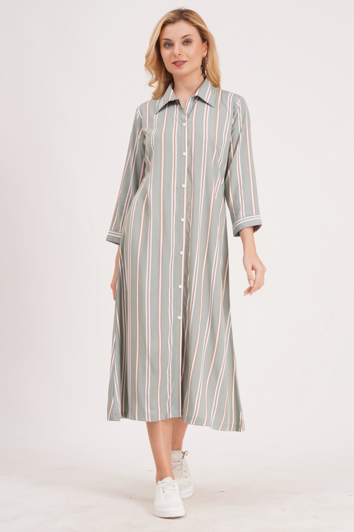Elegant Striped A-Line Dress