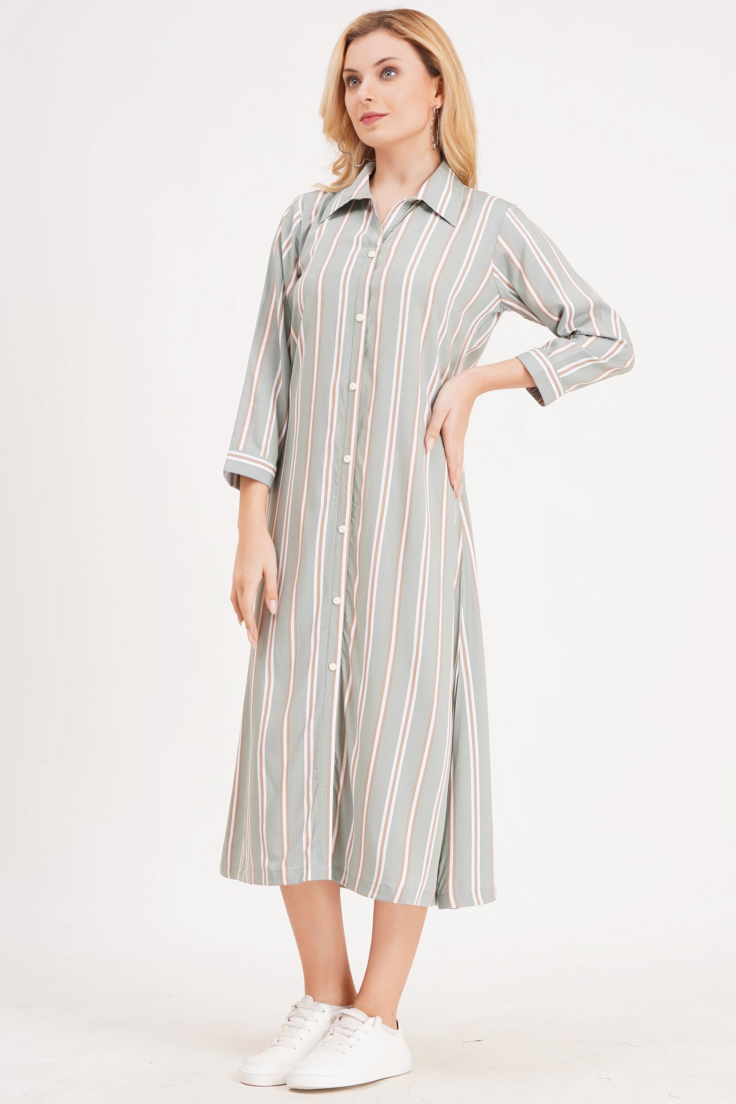 Elegant Striped A-Line Dress