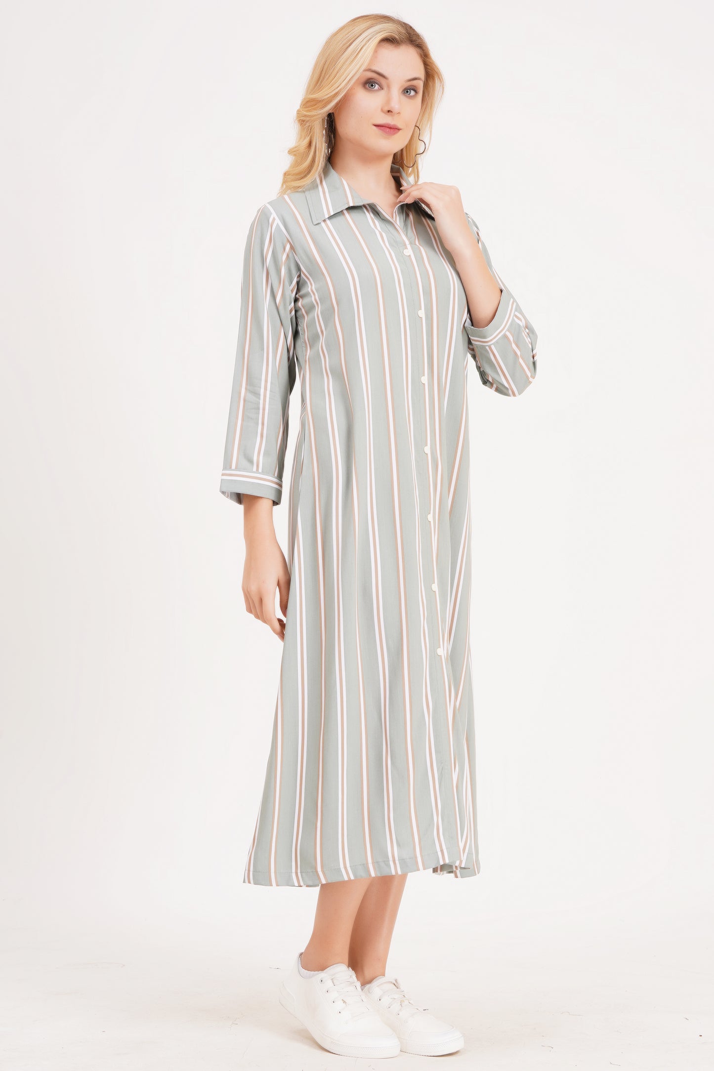 Elegant Striped A-Line Dress