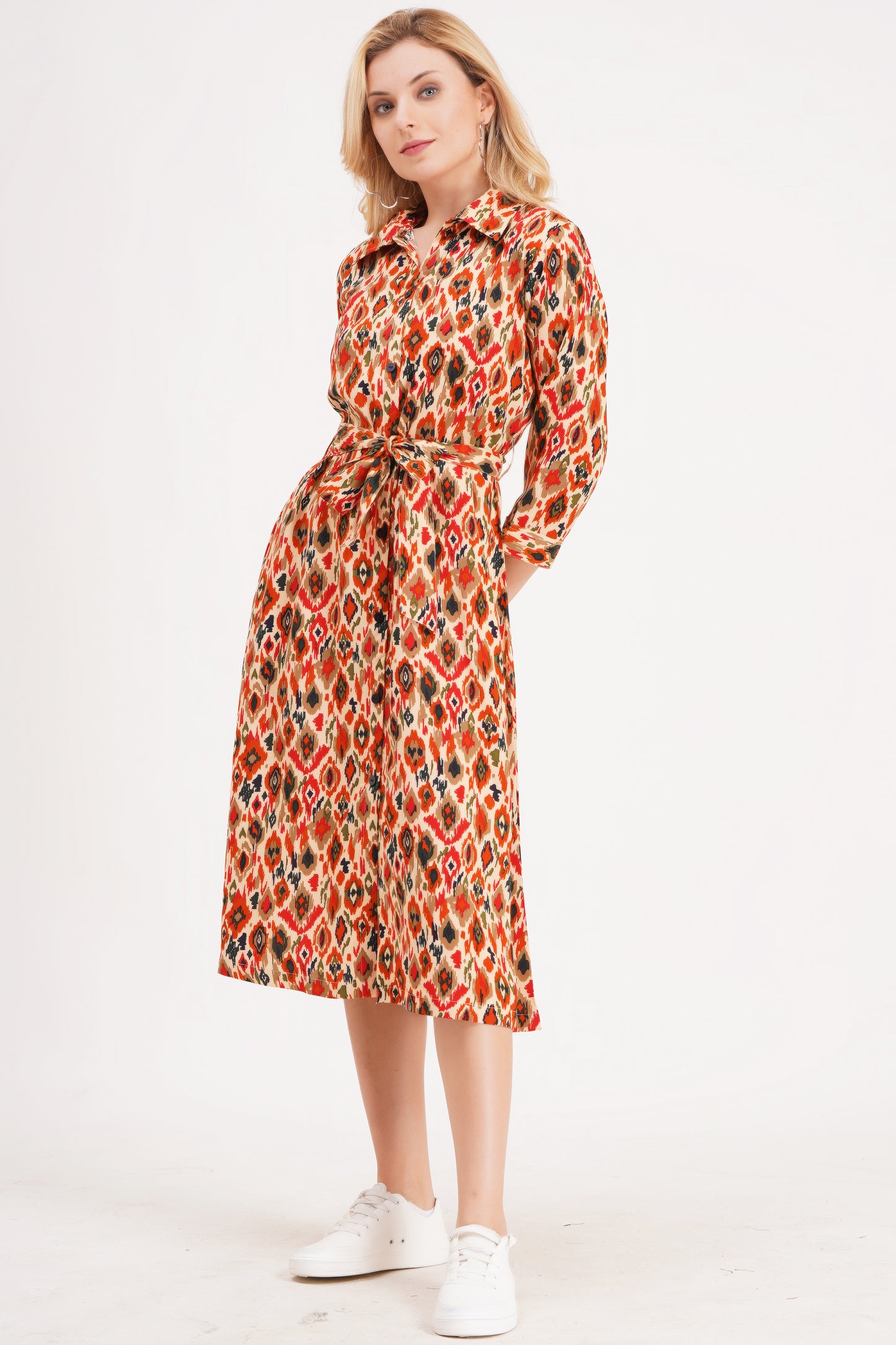 Spring A-Line Dress with Belt