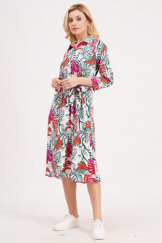 Pastel Meadow A-Line Dress with Belt