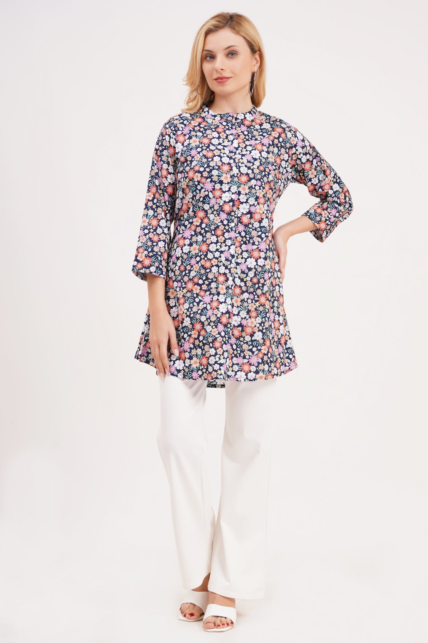 Floral Charm Printed Short Kurti