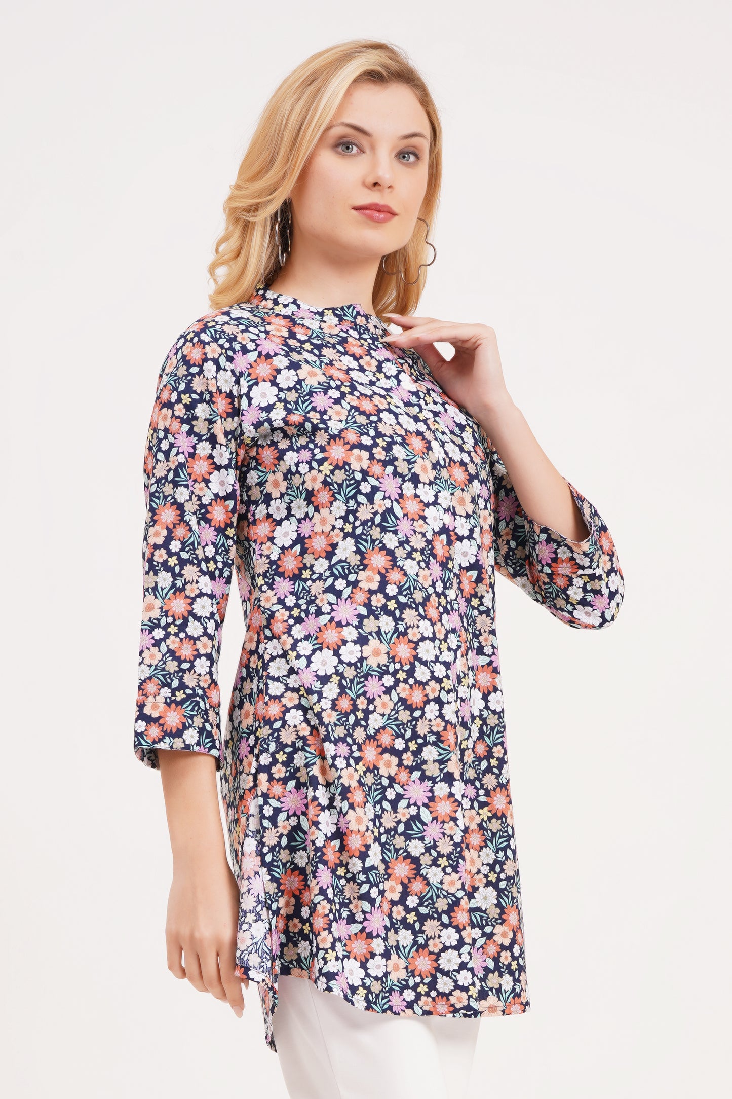 Floral Charm Printed Short Kurti