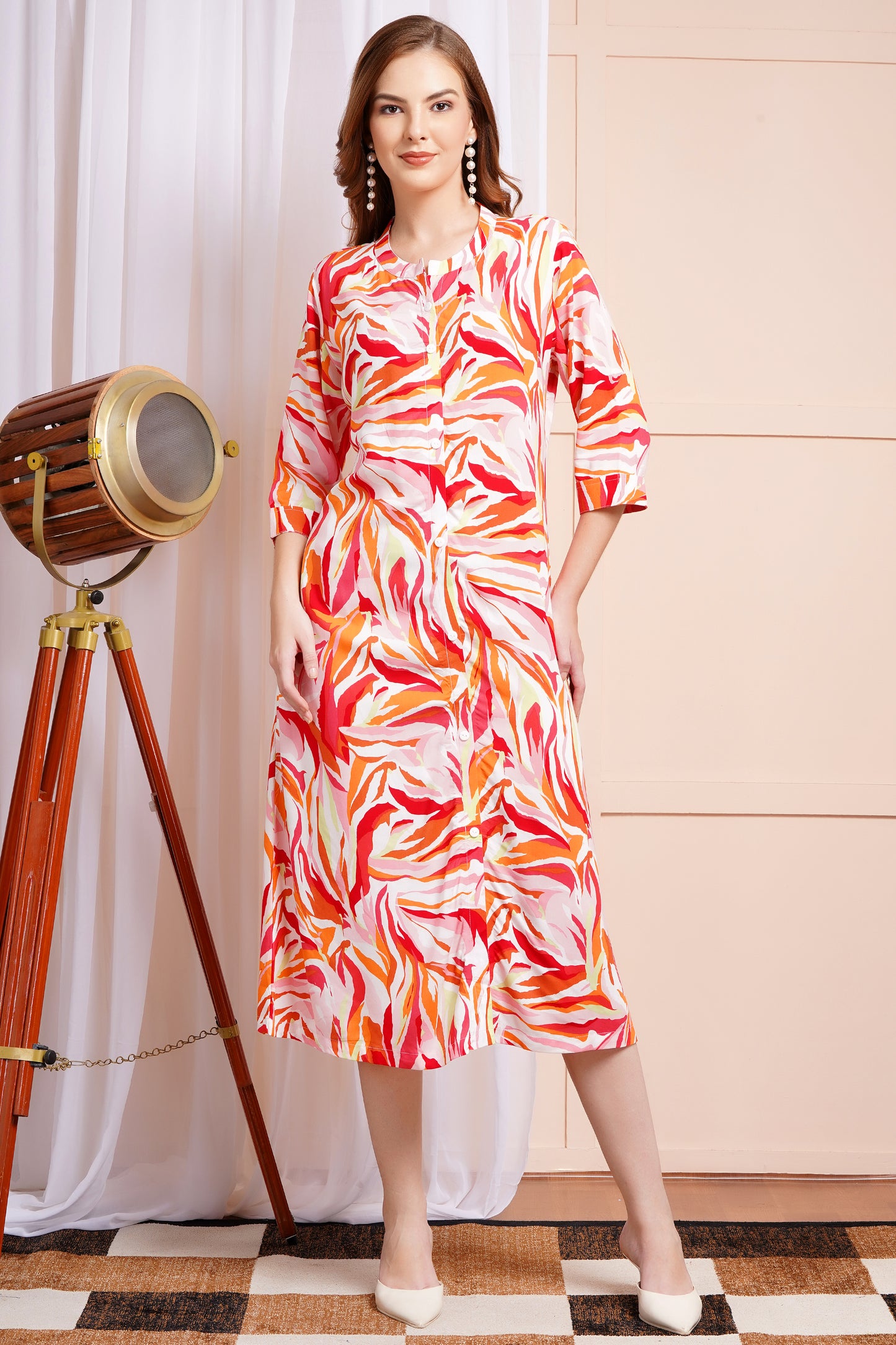 Tropical Blaze A-Line Dress