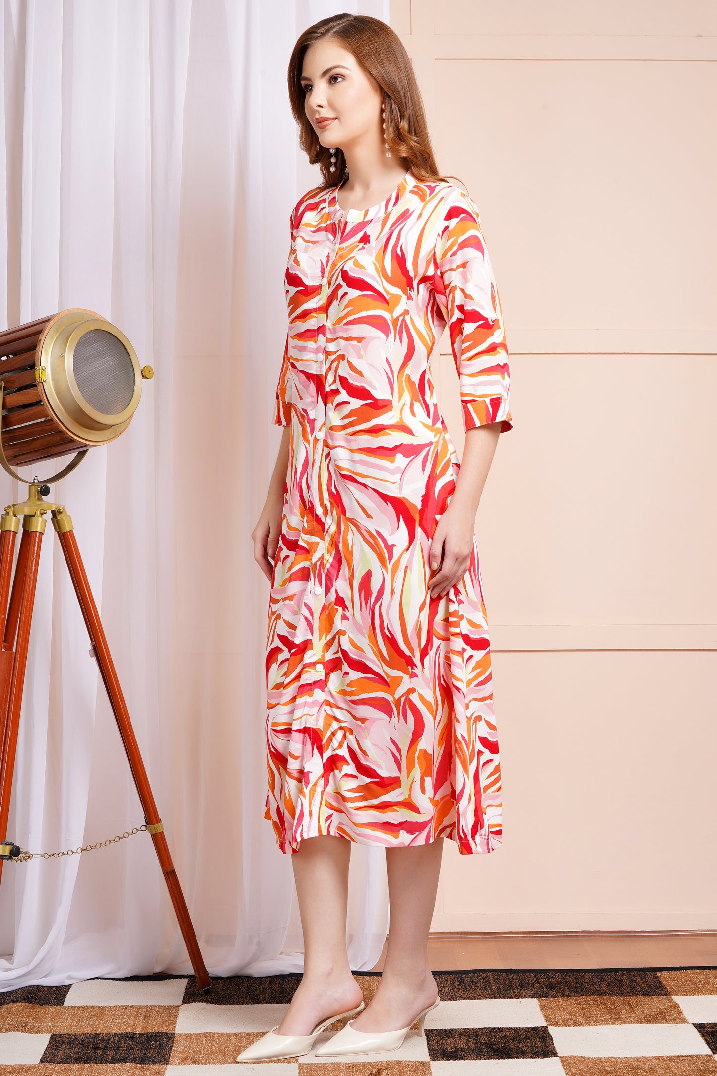 Tropical Blaze A-Line Dress