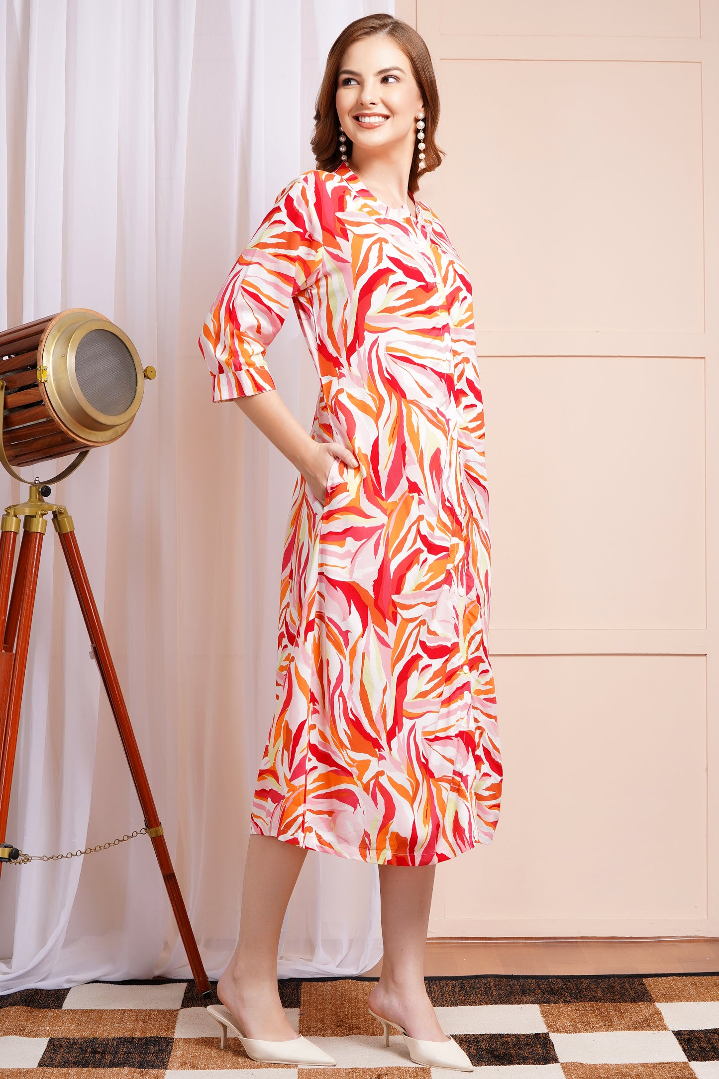 Tropical Blaze A-Line Dress