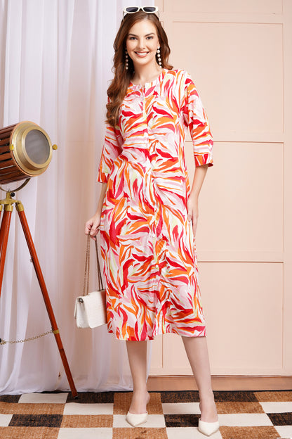 Tropical Blaze A-Line Dress